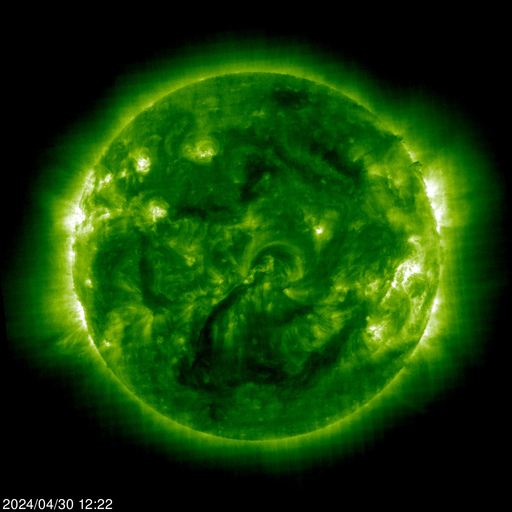 EIT (Extreme ultraviolet Imaging Telescope) images the solar atmosphere at several wavelengths, and therefore, shows solar material at different temperatures. In the images taken at 195 Angstrom it corresponds to about 1.5 million Kelvin.
      Courtesy of: 'http://sohowww.nascom.nasa.gov/'