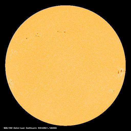 Изображение Солнца в непрерывном диапазоне (SOHO MDI Continuum).